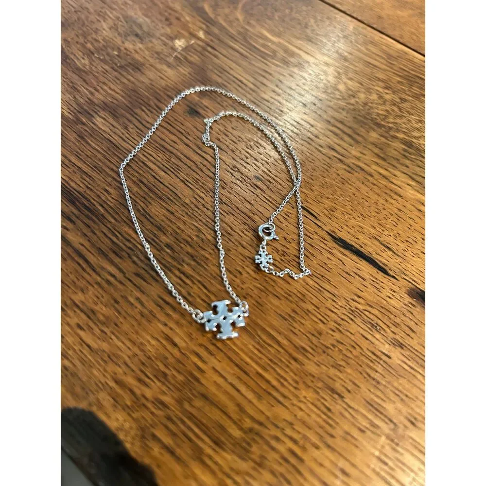 Tory Burch Delicate Logo Pendant Silver
